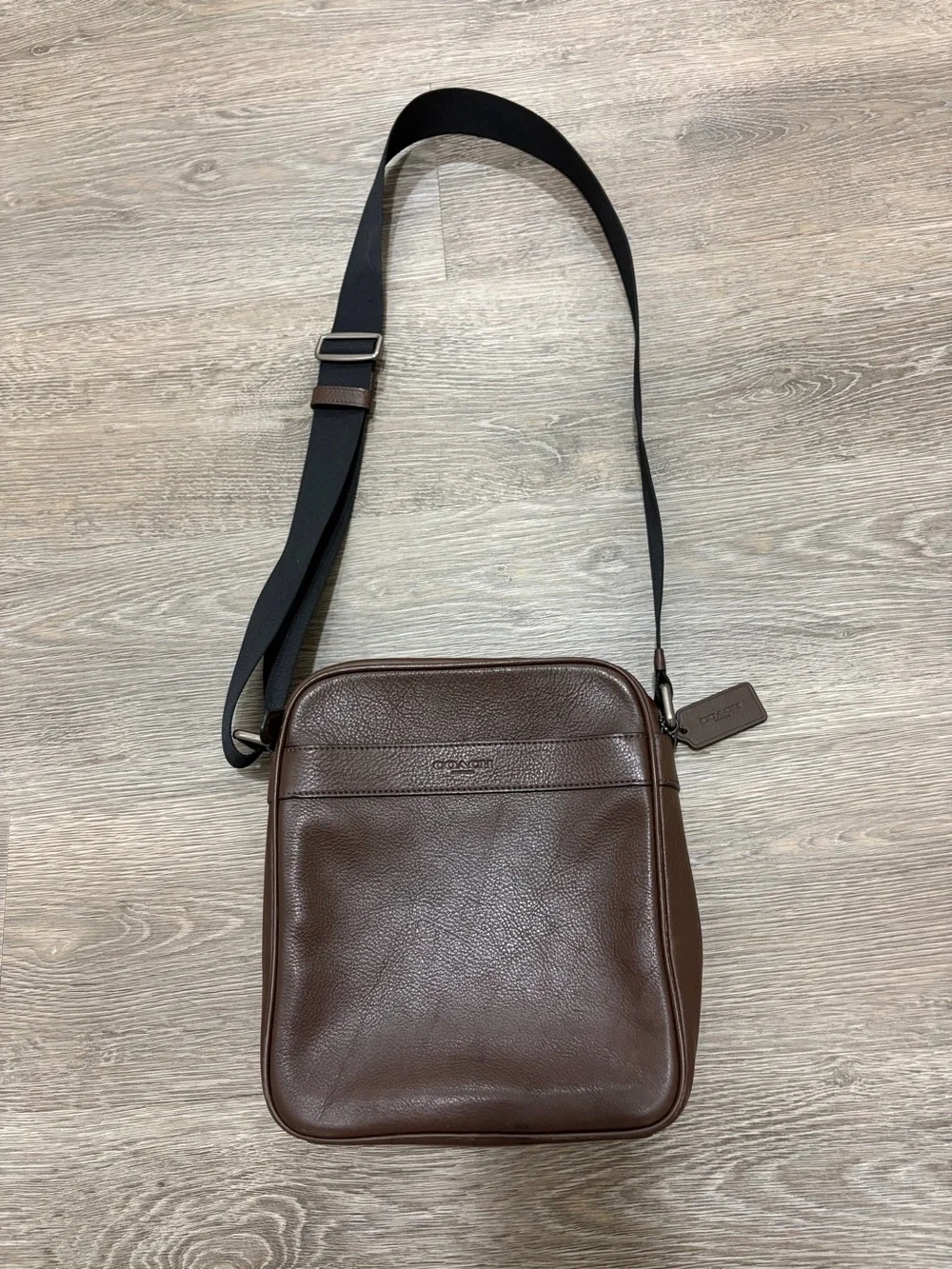 Vintage COACH Purse Crossbody Messenger Bag Dark Brown Leather